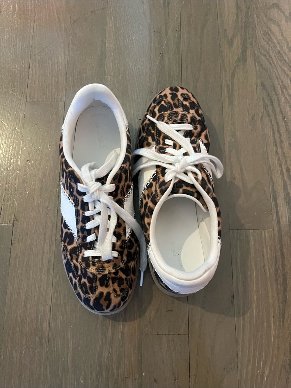 Leopard Print Sneakers with White and Black Satin laces